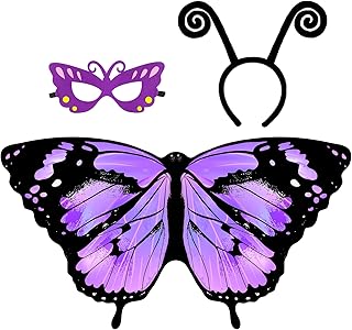 IROLEHOME Toddler-Kids Butterfly-Wings Costume for Girls Fairy-Wings Dress-Up Headband-Mask Butterfly Toys Party Favors Gifts