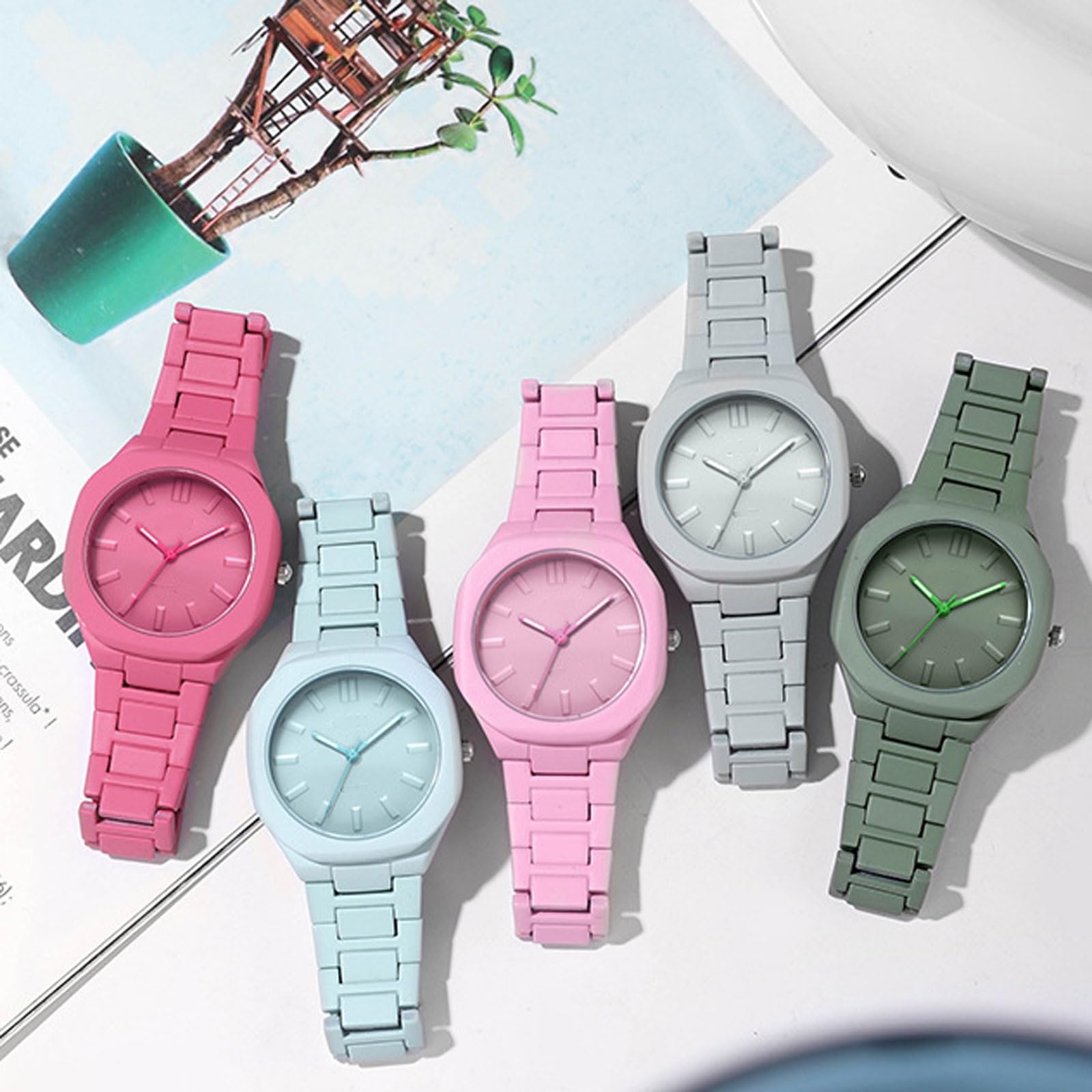 Reloj de dopamina, Reloj de Cuarzo Resistente al Agua, Reloj de Estudiante de Color Caramelo, Adecuado for Regalo de cumpleaños y Vacaciones for Mujeres y niñas. Reloj de Pulsera