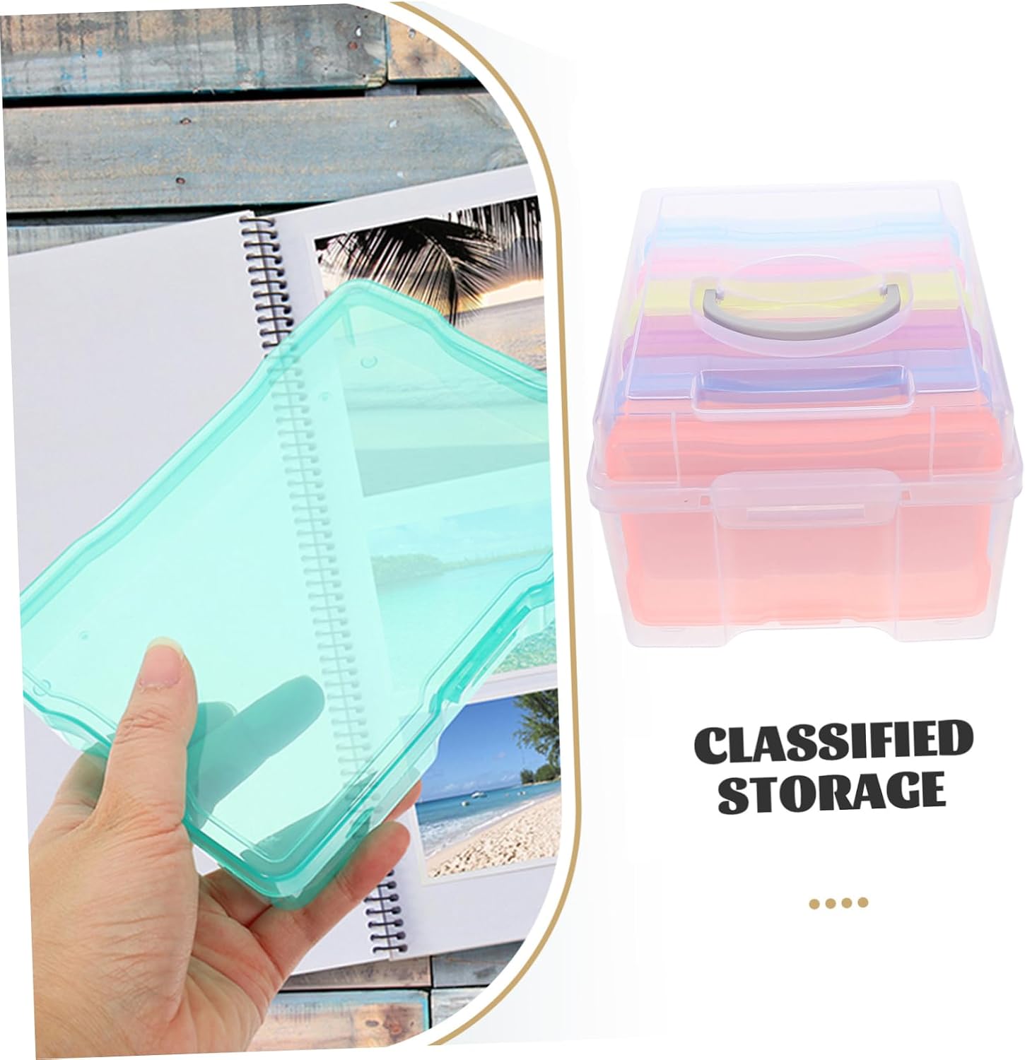 Multi-functional Photo Organizer Box Cards Box Postcards Reusable Material Smooth Surface Round Edges for Small Items Storage