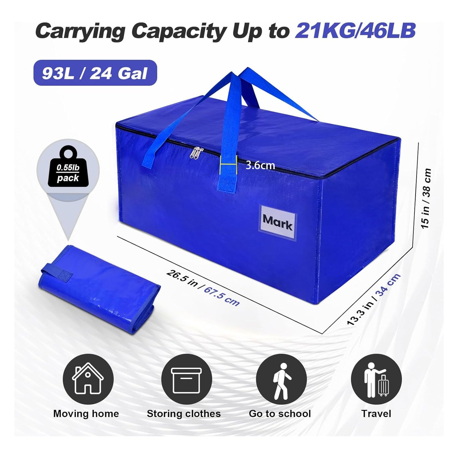 Lot de 8 Sacs de Déménagement,93L Boite Rangement Vetement Couettes, Alternative aux Cartons Déménagement Sac de rangement Sac Rangement Vêtements grand