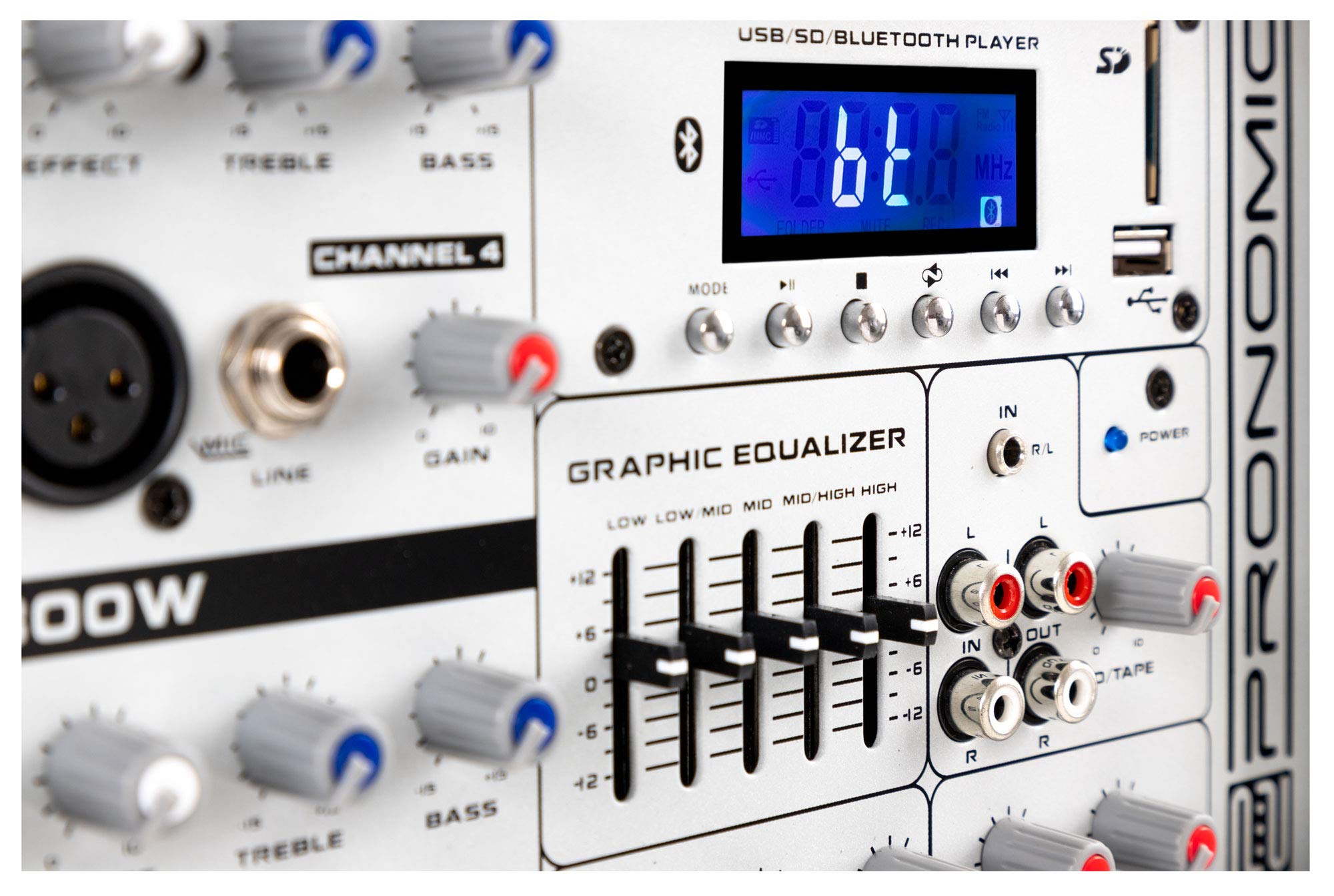 Pronomic PM83U Mixer Amplificato 8 Canali con USB/SD/Bluetooth MP3-Player (Mixer Live con Amplificatore Integrato, Effetti Digitali, 300W)
