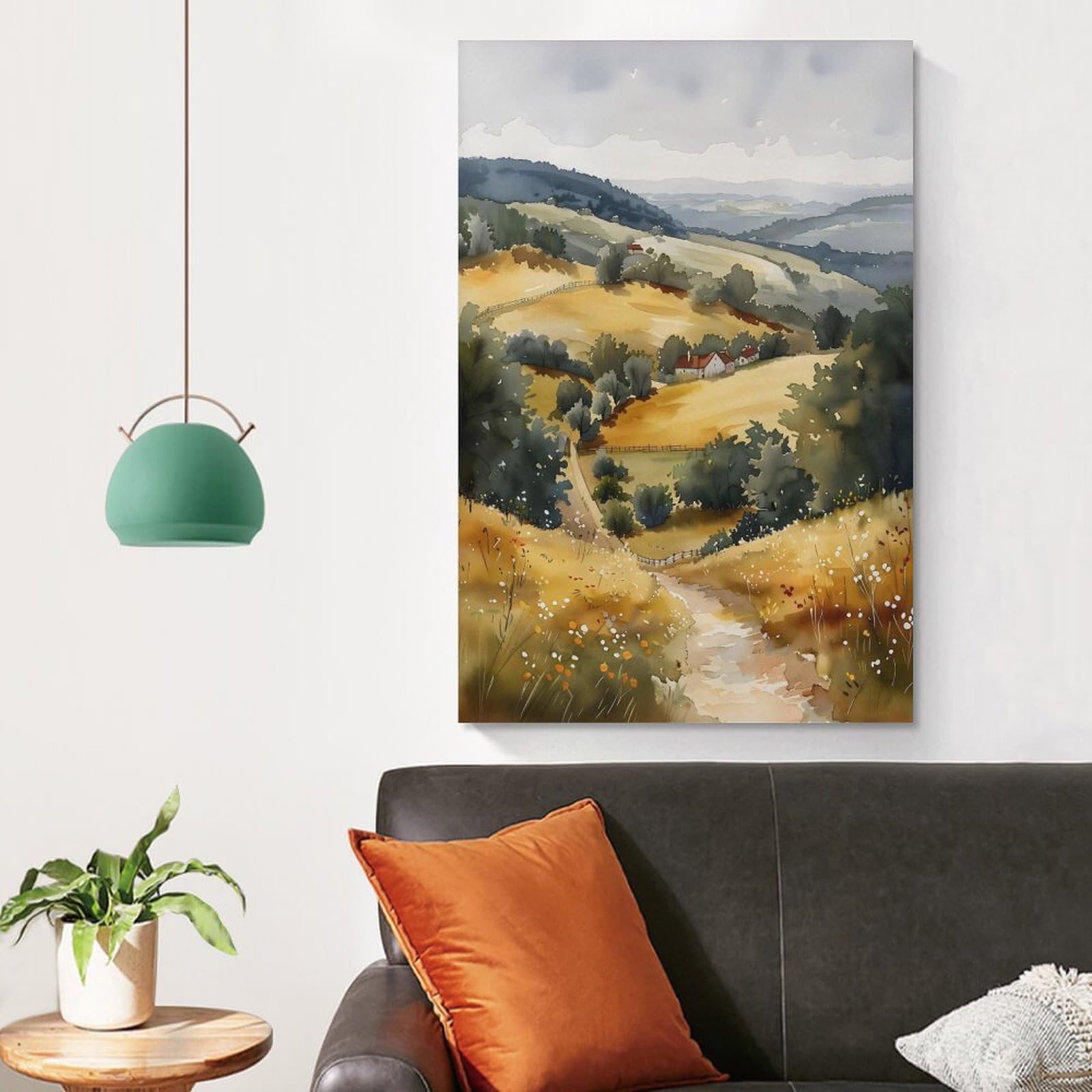 Surrey Hills Aquarellgemälde, Wandkunst, Surrey Hills, Poster, Heimdekoration, Geschenk für Kunstliebhaber, Kunstdruck, ungerahmt, 60 x 90 cm