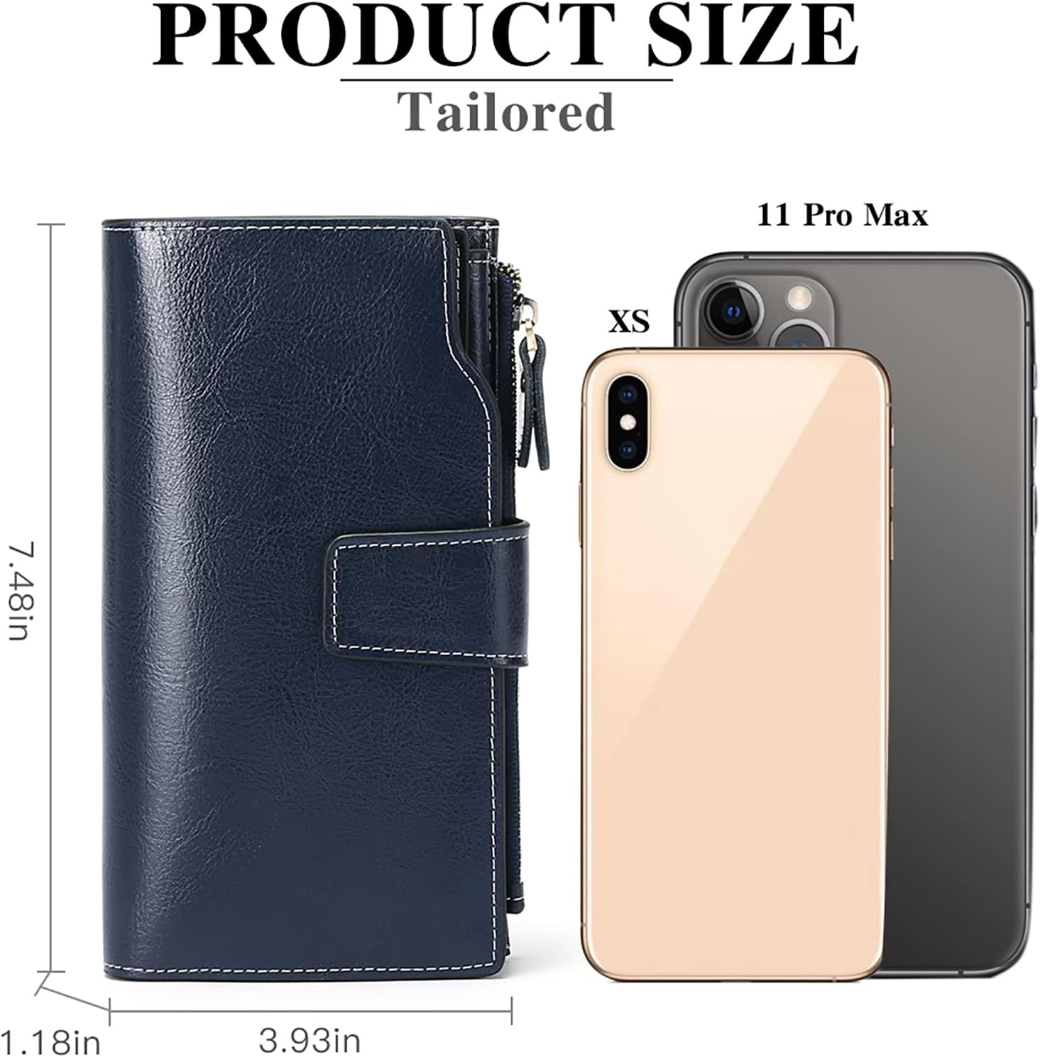 SENDEFN Ladies Purse,Large Capacity Genuine Leather Women's Wallet with Multiple Card Slots, Blue - Image 4