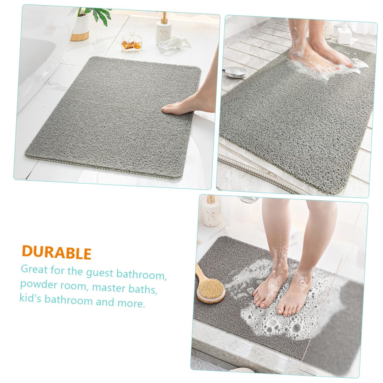 Cabilock Alfombra de Baño Antideslizante Alfombra de Suelo de PVC Tacto Suave Lavable en Máquina para Baño Cocina y Entrada