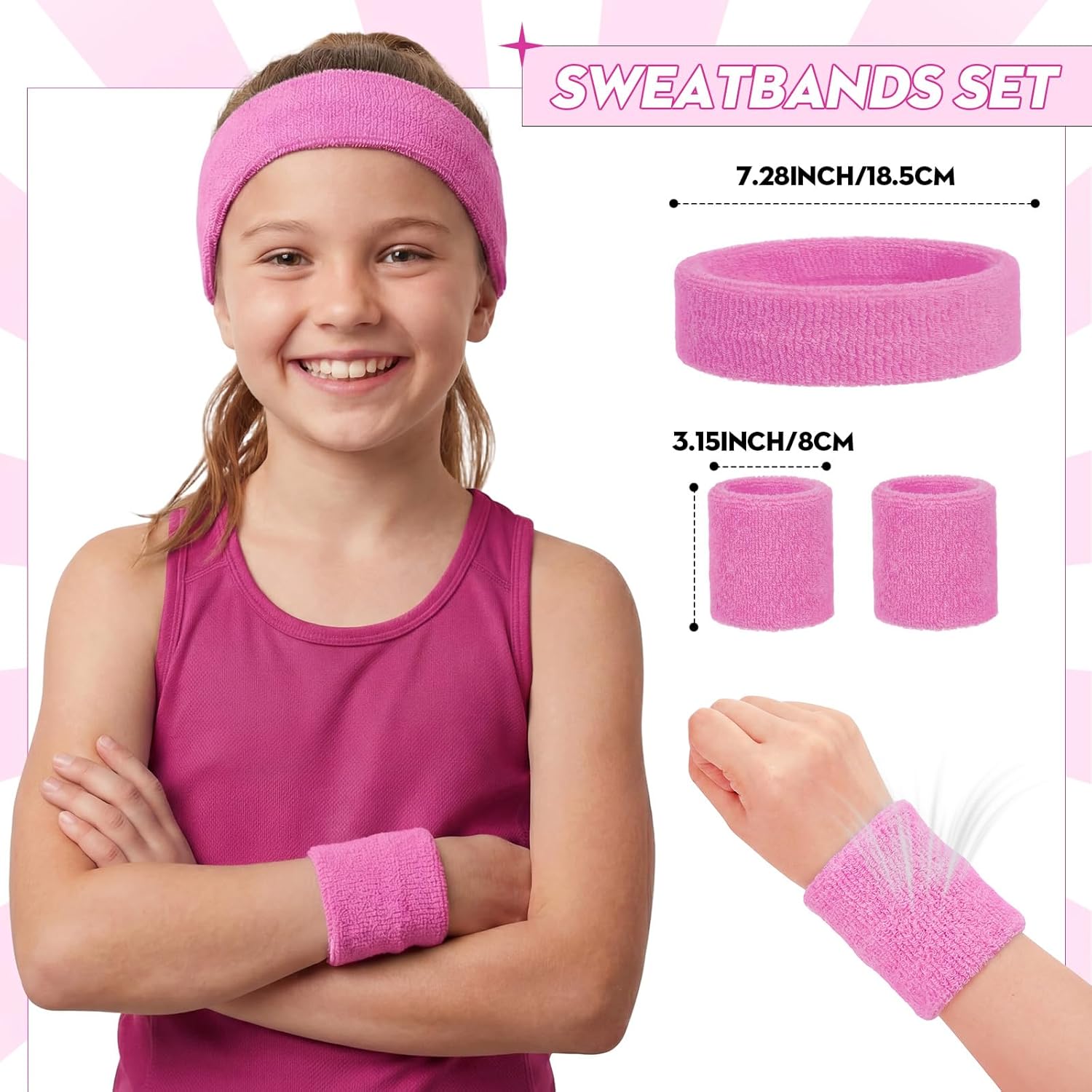 Bememo 72 Pcs 36 Pcs Neon Sweatbands Set for Kids 12 Headbands 24 Wristbands Bulk Sports Sweat Bands Athletic for Children Basketball Tennis Running Gym Student Gifts Glow Party