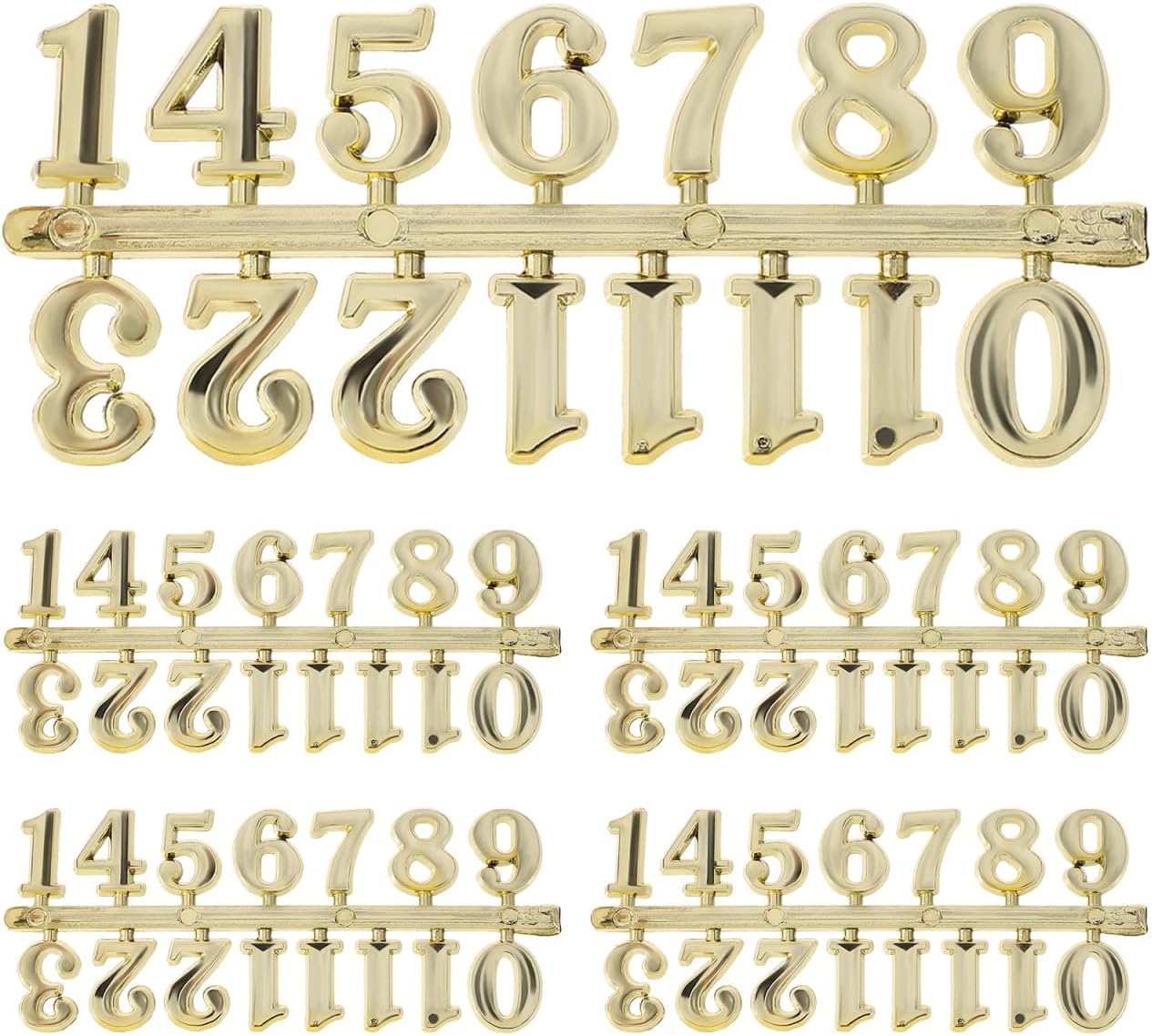 HOMSFOU DIY Clock Numerals Kit 5 Sets 2.0 Inch Gold Arabic Numbers for Wall Clock Repair and Home Decoration Accessories