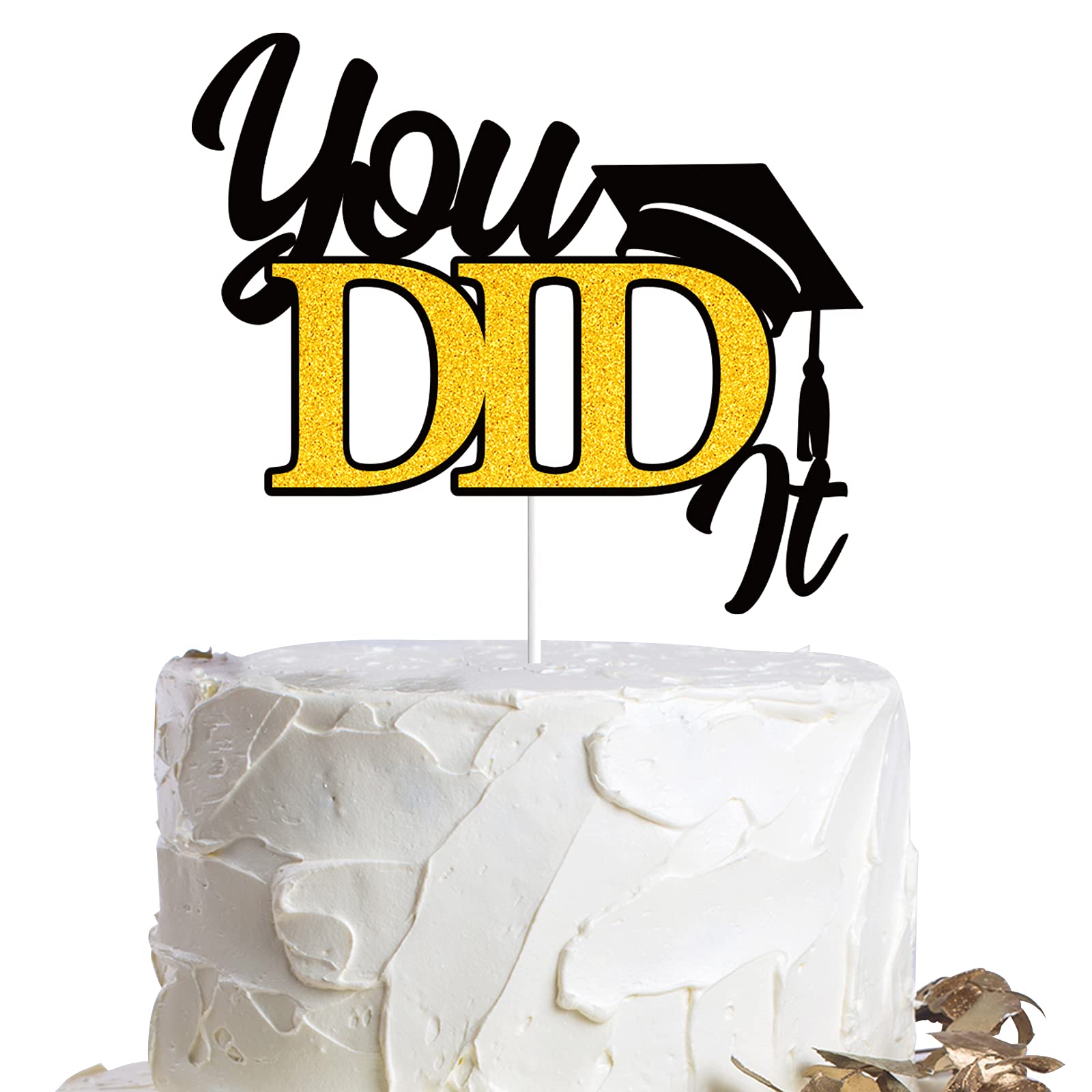 Buy You Did It Graduation Cake Topper Black Gold Glitter Congrats Grad