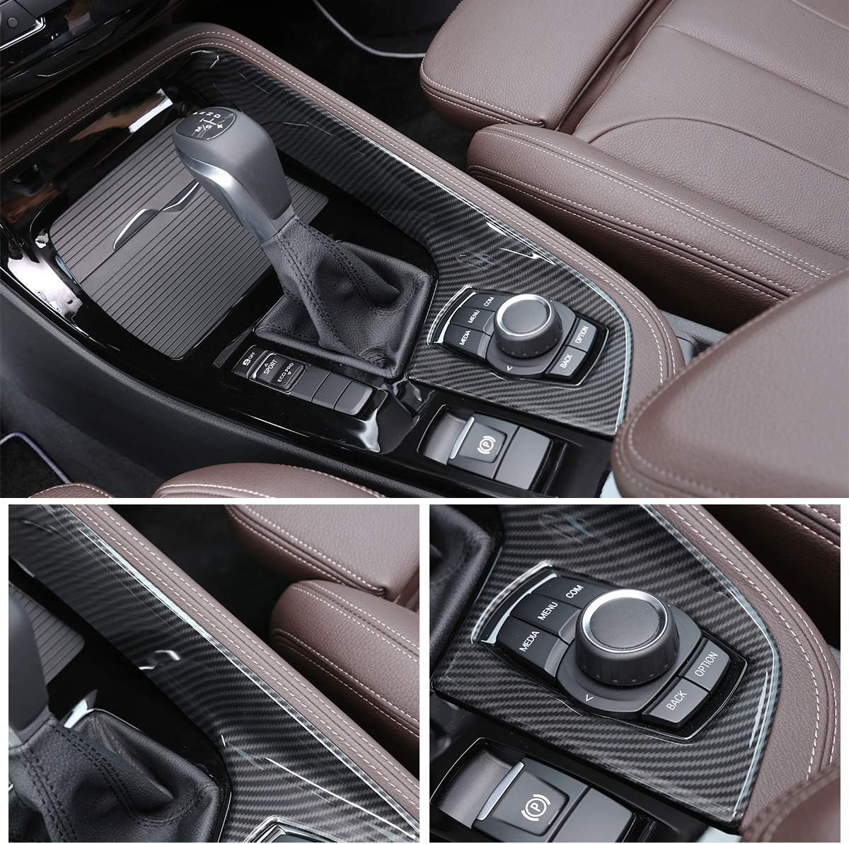 Carbon Fiber ABS for BMW X1 f48 2016-2018 for BMW X2 F47 2018 Car Console Gear Shift Decoration Cover Trim Left Hand Drive