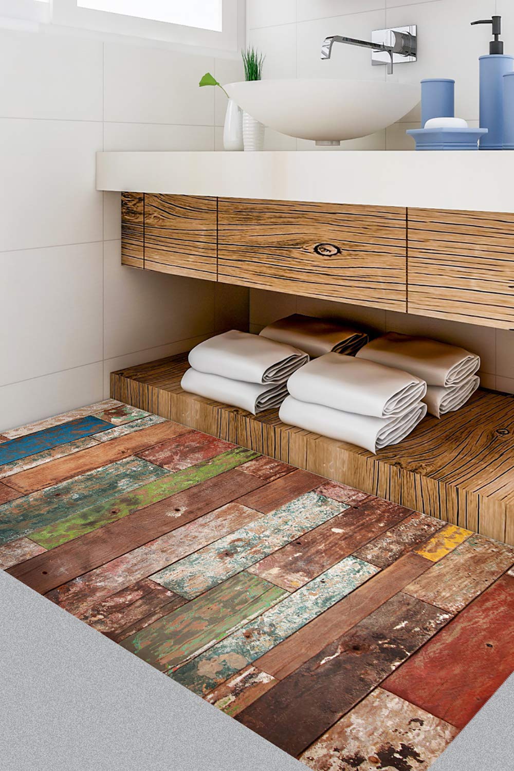 VINILIKO Industrial Wood Tapis en Vinyle Multicolore, 50 x 100 cm