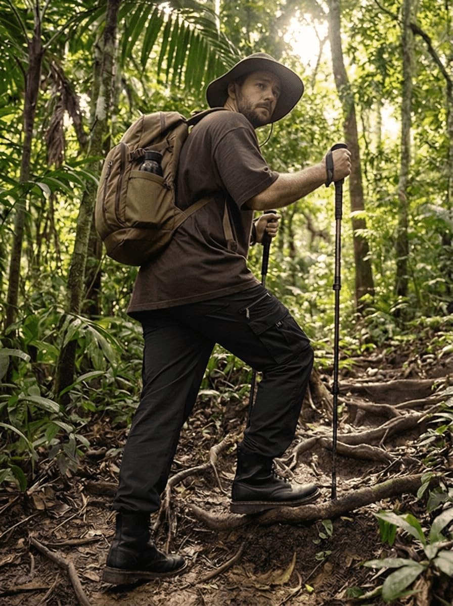 Men Outdoor Cargo Pant Lightweight Tactical Pant Hiking Jogger Classic Fit Multi Pockets