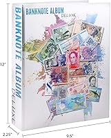 Vista 5 de Banknote World Álbum Deluxe para coleccionar monedas, azul, 300 bolsillos