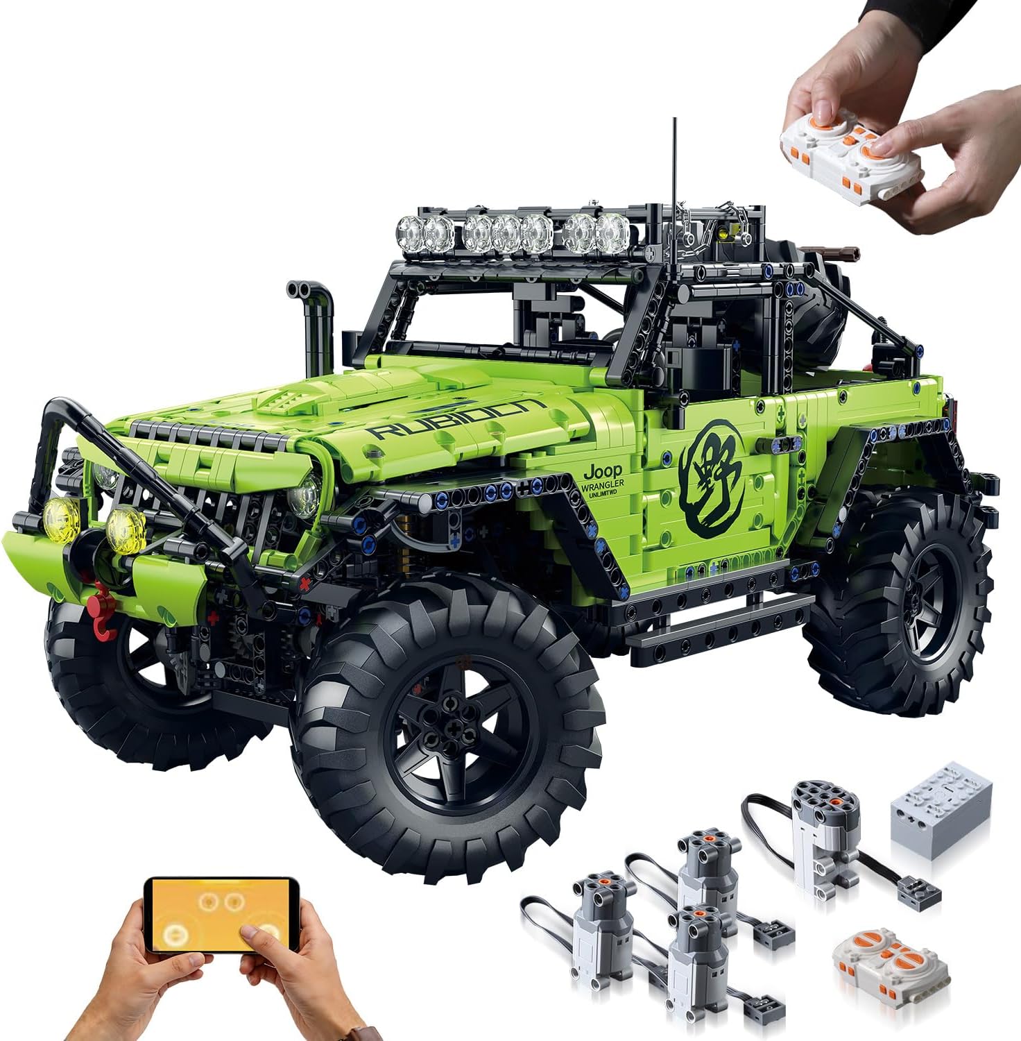 Chodia 1:8 Remote Control Off Road Truck Building Set, 4x4 Big RC Wrangler Cars with Mobile App for Adults Boys, Men, Teens Age 14+, 2357 PCS Challenge Vehicle Bricks, Birthday