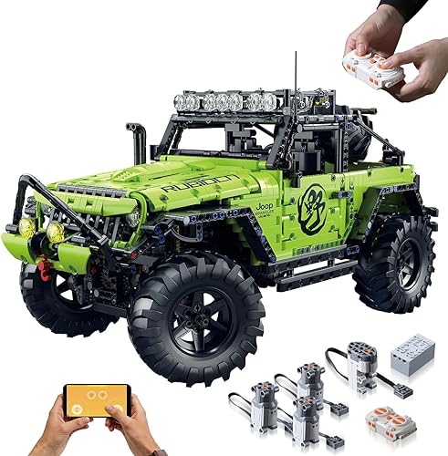 Chodia Juego de construcción de camiones todoterreno con control remoto 1:8, autos Wrangler grandes RC 4x4 con aplicación móvil para adultos, niños,
