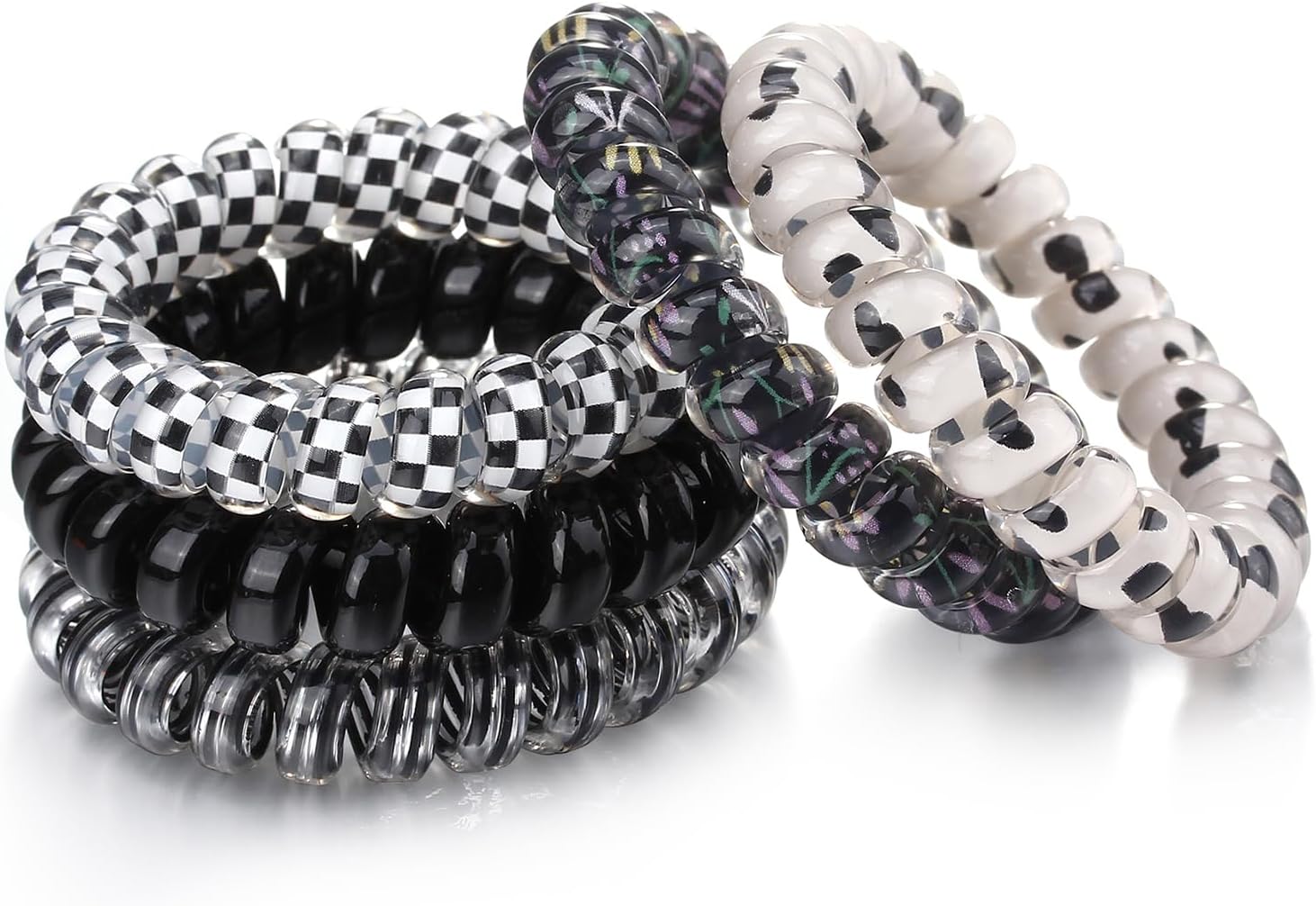 4 Élastiques à Cheveux Spiraux Rouge Et Rose - No Crease Coil Hair Ties Femme