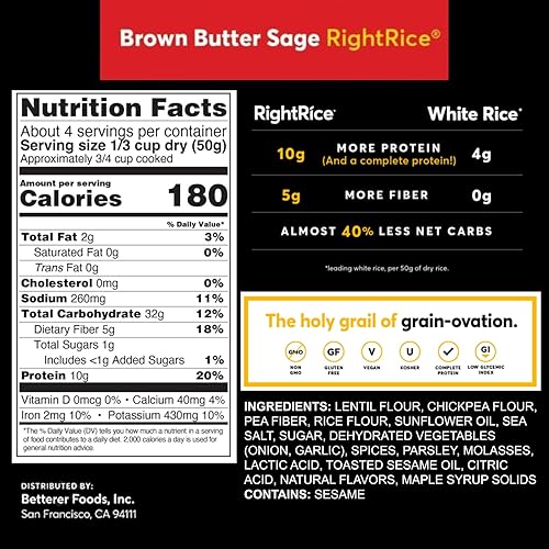 Miniatura 9 de RightRice - Mediterráneo (7 onzas. Paquete de 3) - Hecho de verduras - Alto en proteínas, vegano, sin OMG, sin gluten