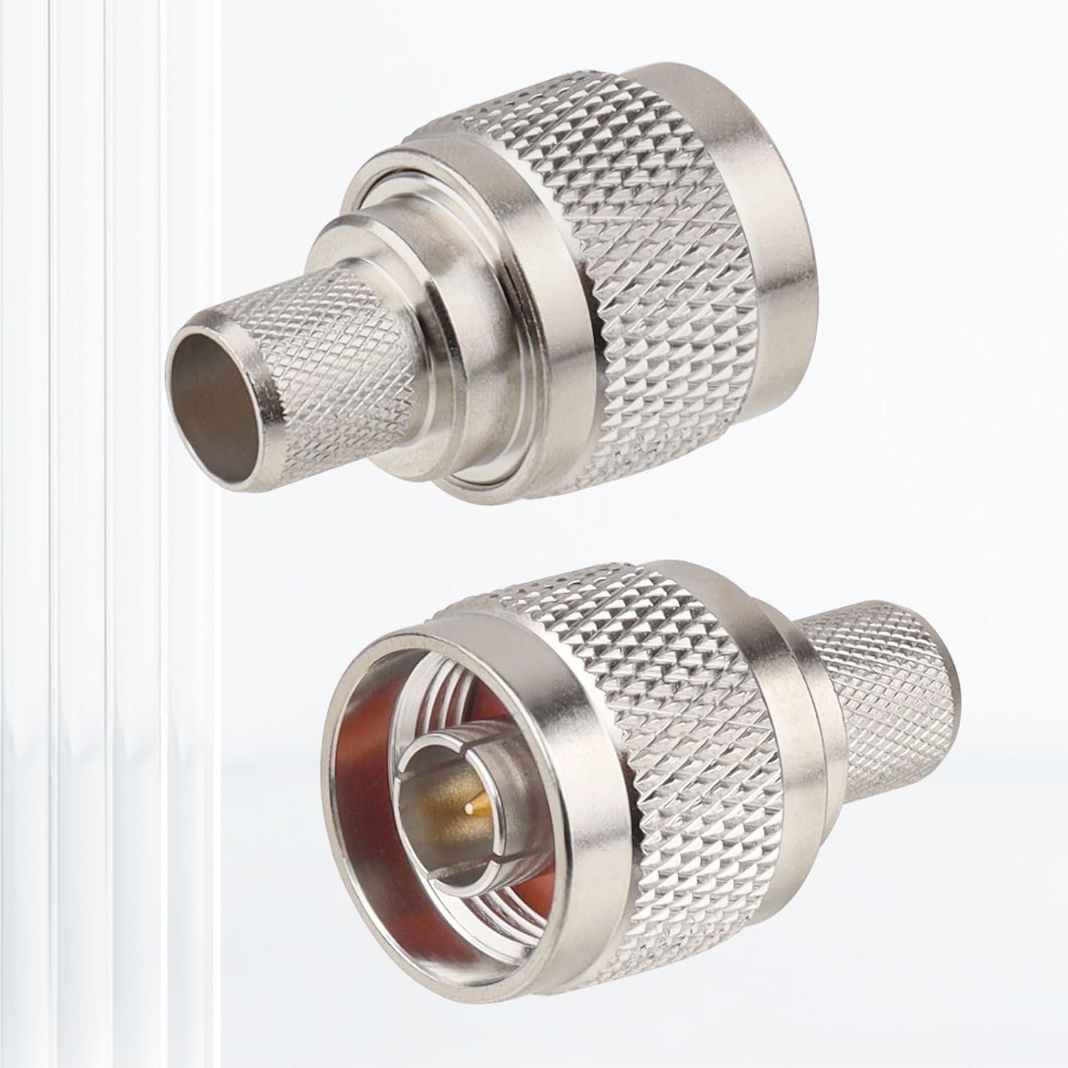 N Male Crimp Connector 50 ohm N Male Plug Crimp Coax Connector Adapter for LMR400 RG8 RG8U RG213 Cable (Pack of 10)