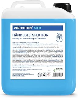 Viroxidin Med Desinfektionsmittel für Hände 5l - VERGLEICHSSIEGER - Handdesinfektionsmittel gegen Bakterien, Viren & Pilze für Hygienische Handdesinfektion - Begrenzt Viruzid PLUS gem. EN 14776