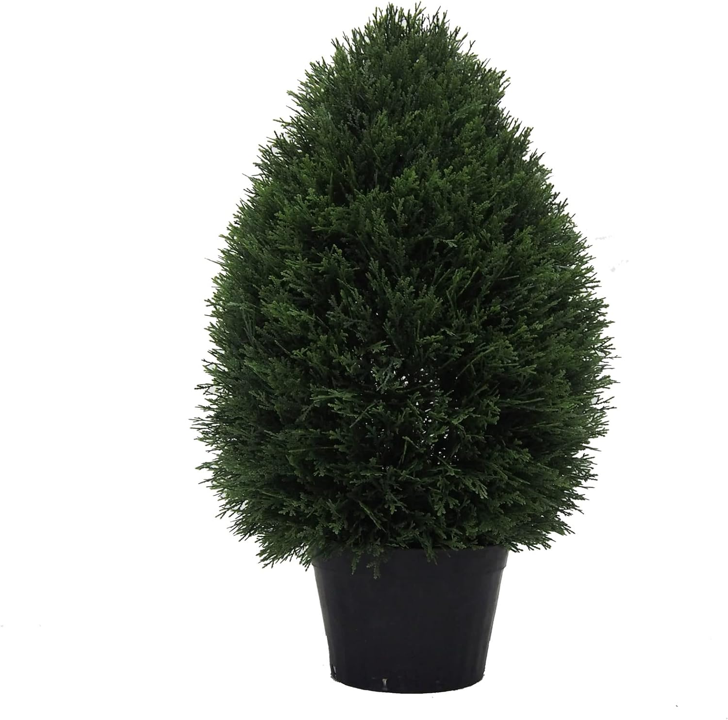 Vickerman 24" Artificial Potted Cedar Teardrop Shaped Bush - Realistic Faux Cedar Topiary Decoration - for Indoor/Outdoor Use - Reliable and Durable