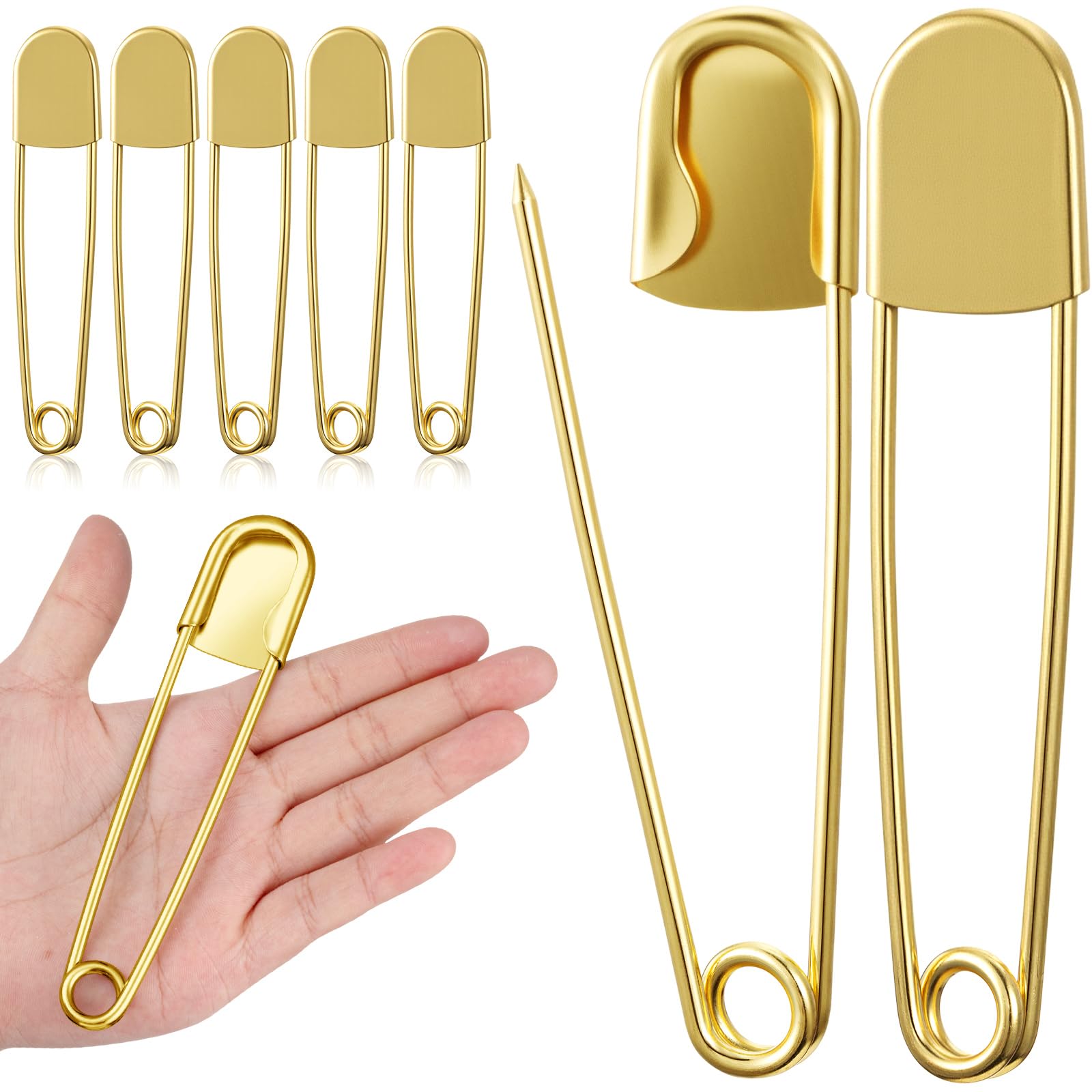 Juexica 5 Pcs 5 Inch Large Safety Pins, Giant Heavy Duty Jumbo Safety Pin