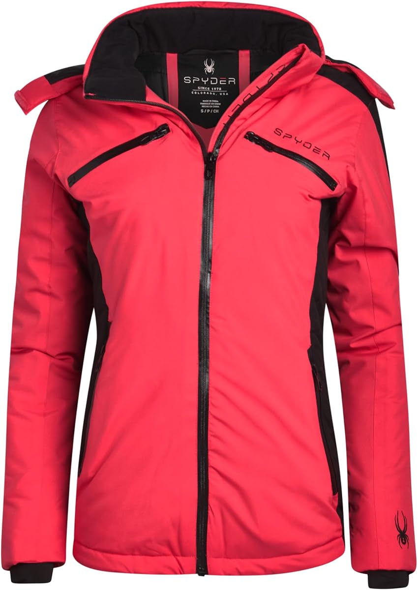 Spyder Womens Quilted Jacket - Water Resistant Insulated Zipper Pockets Ski | Hooded, Warm Wind and Water Resistant Outerwear, Zippered Pockets, Cozy Coat for Cold-Weather Slopes and Frosty Days