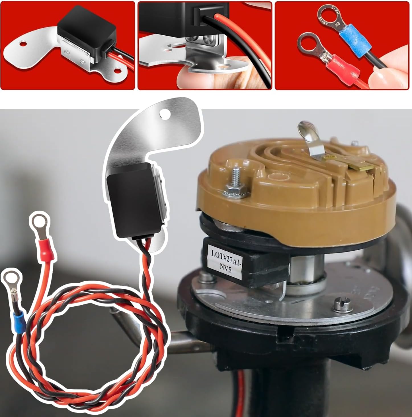 Generic 1181 Electronic Ignition Conversion Kit Replacement for PerTronix 8-Cyl, Single Point, 12-Volt Fits for Most DELCO 8-Cyl 1957-1974.