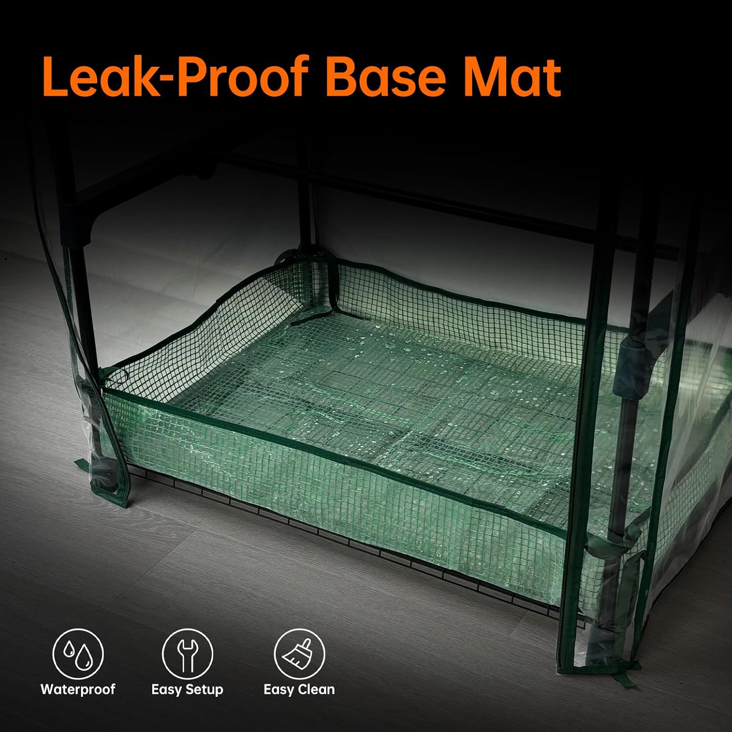 Indoor Greenhouse with Grow Lights, PVC Tent with Waterproof Base Mat, Airflow Windows&Zippered Door, 4Pcs Grow Lights for Seed Starting with Timer, 4-Tier Greenhouse Shelf 27.2x19.3x61.8in