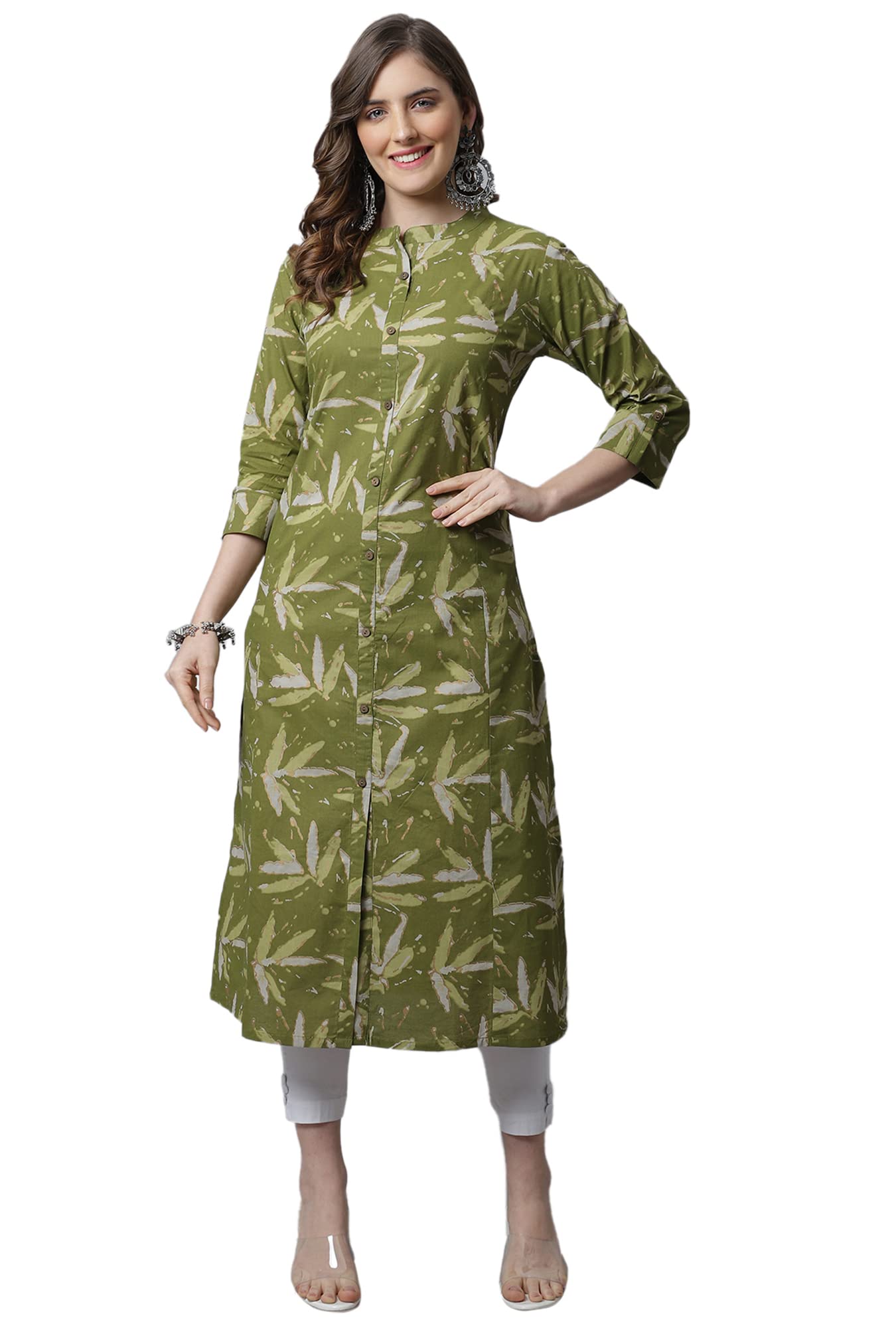 Pistaa'sWomen's Pure Cotton Printed A-Line Regular Kurta