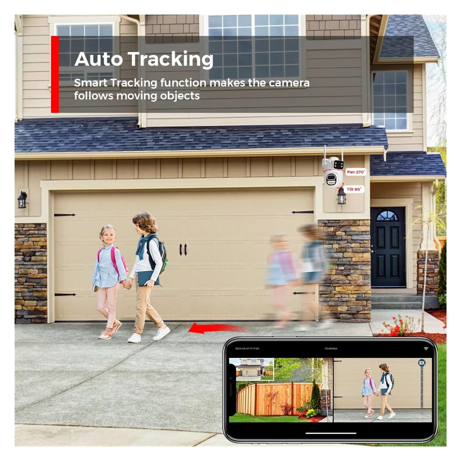 Caméra extérieure WiFi 12MP 6K PTZ