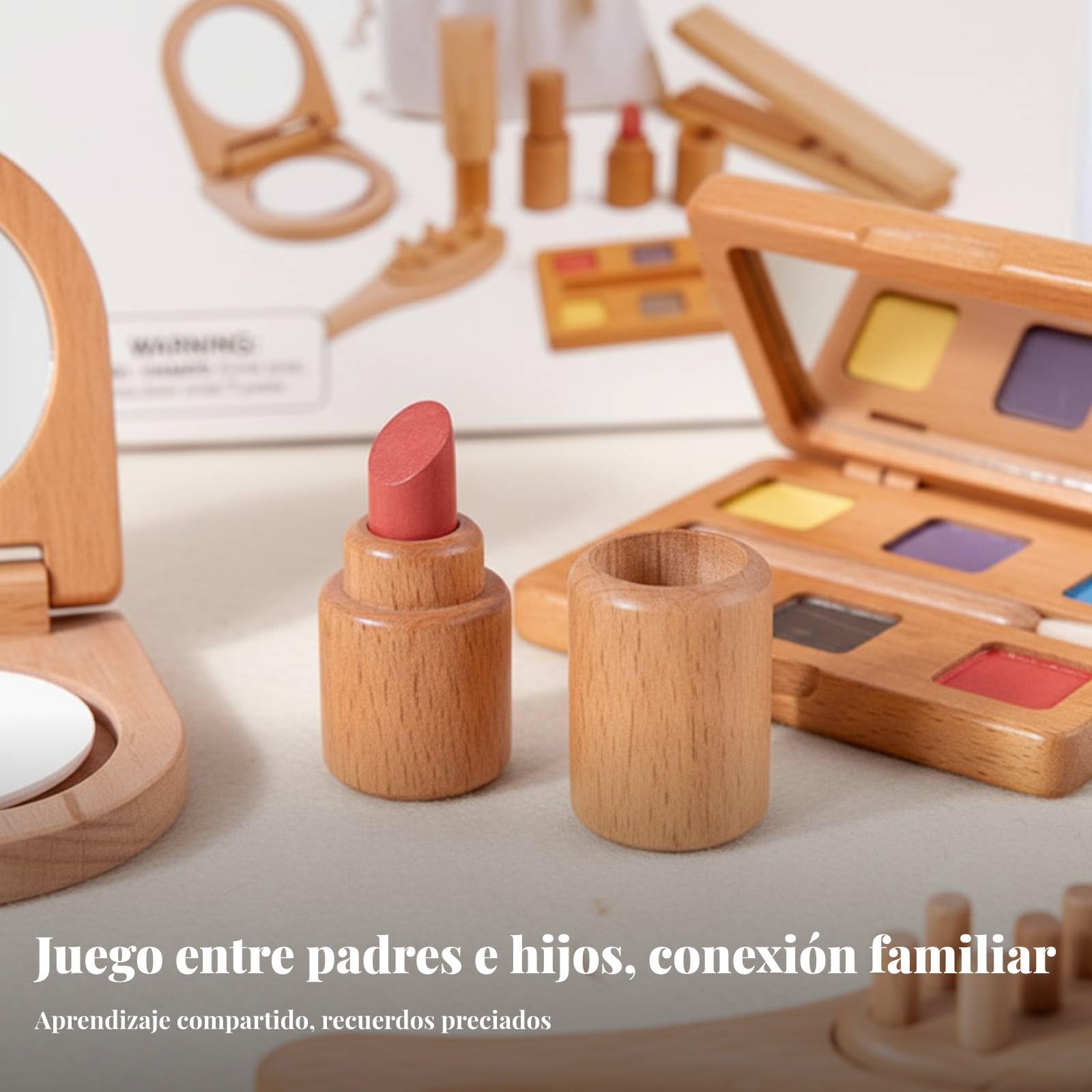 Giocattolo Trucco Bambini Set Trucchi Parrucchiera Valigetta Trucco Piastra Capelli Ombretti Smalto Specchio Custodia Legno Non Trattato Adatto a