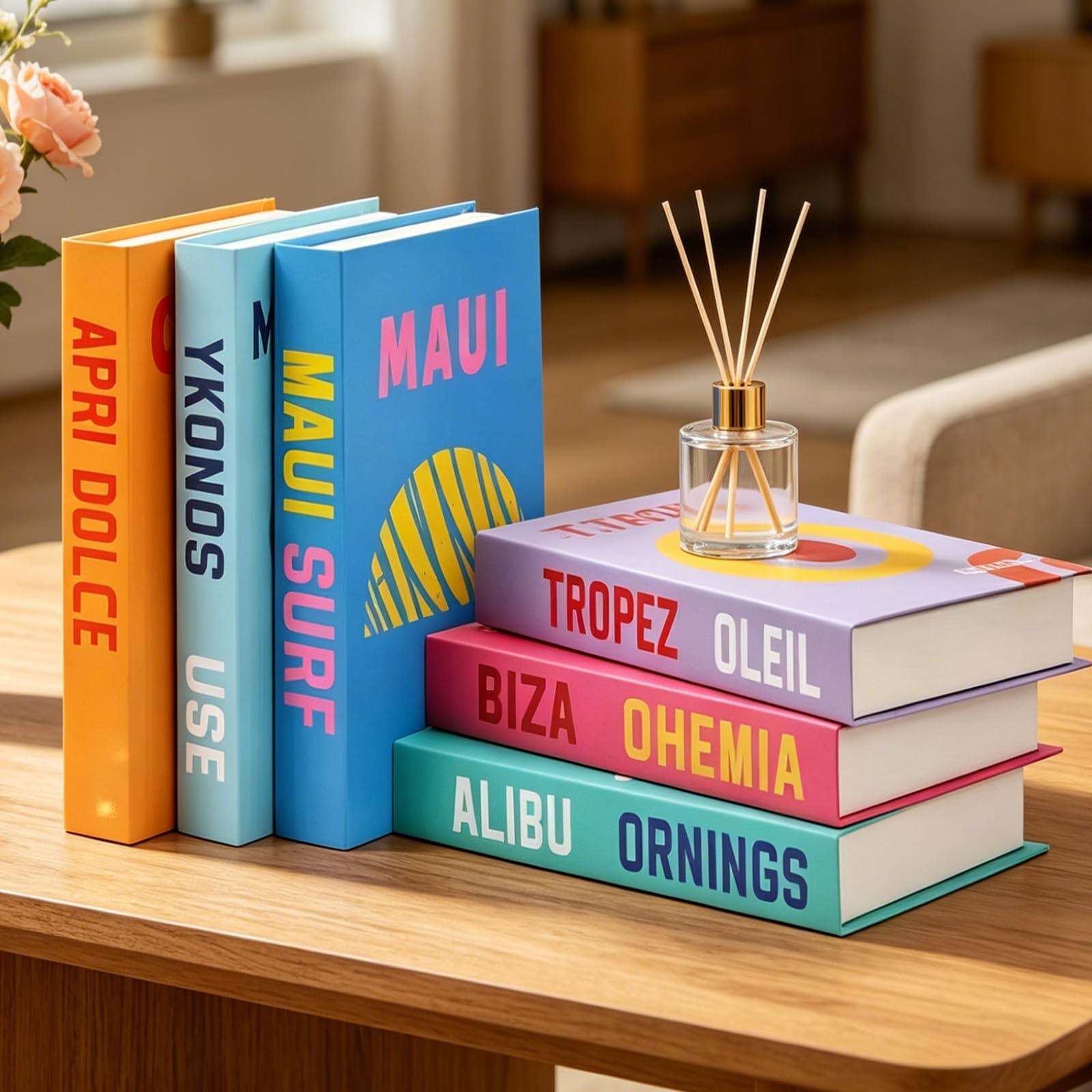 THE WHITE SHOP 6 PCS Decorative Books Fake Books For Decoration, Book Decor for Living Room, Modern Bookshelf Decor for Coffee Table Shelf Home(Bright Style)