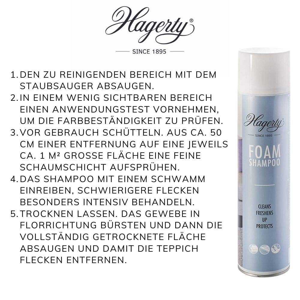 Hagerty Foam Shampoo I Detergente in Schiuma per tappeti e Tessuti I Detergente Premium I Detergente per tappeti e divani I Detergente in Schiuma da aspirare I Detergente per tappezzerie