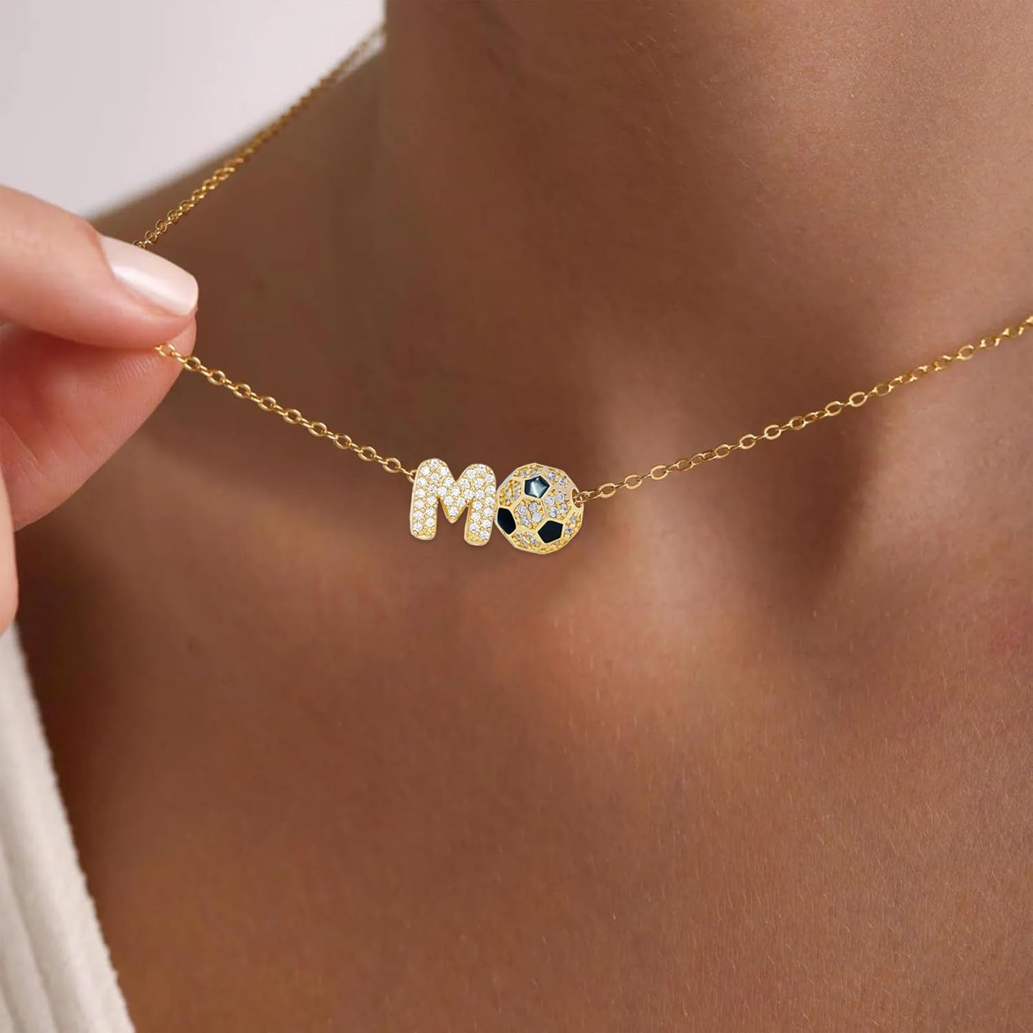 Unique Soccer Necklace for Women Initial Letter Soccer Necklace Soccer Lovers Gifts for Team Coach Mom Daughter Niece Granddaughter - Image 4