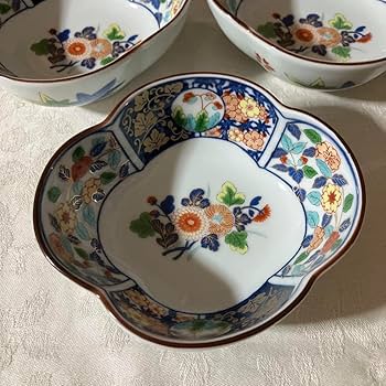 Amazon.co.jp: 有田焼 鶴松窯 金彩古伊万里 木瓜小鉢 5枚セット