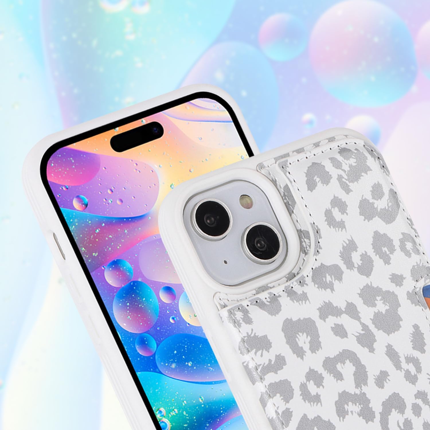 iCoverCase Compatible with iPhone 15 Plus Wallet Phone Case with Card Holder for Women Men, [RFID Blocking] Card Slots PU Leather Protective Wallet Case 6.7 Inch (Gray Leopard) - Image 8