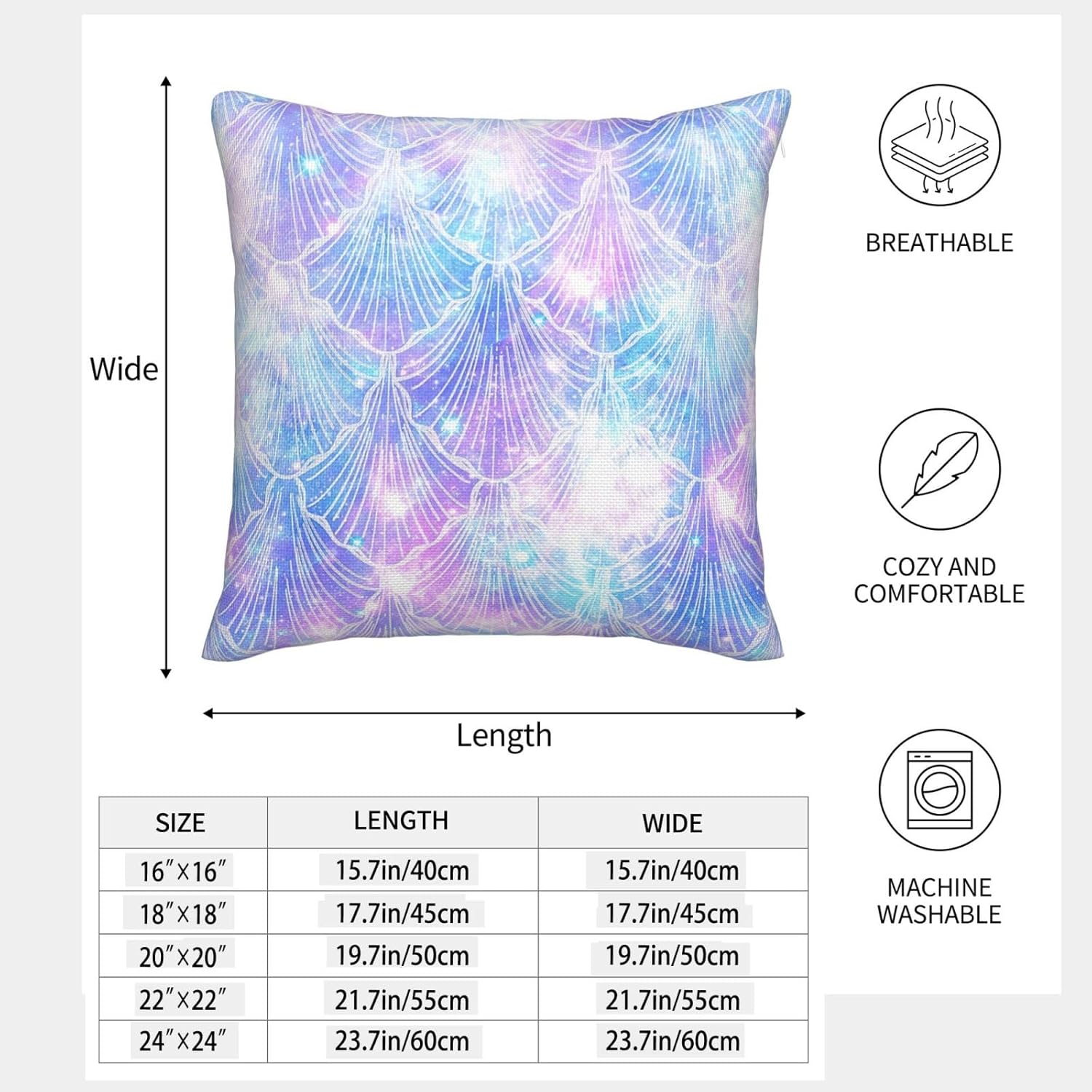 Mermaid Scale Imitation Linen Pillowcase -2 Sets, Fashionable Home Decoration, Used for Sofas, Gardens, beds