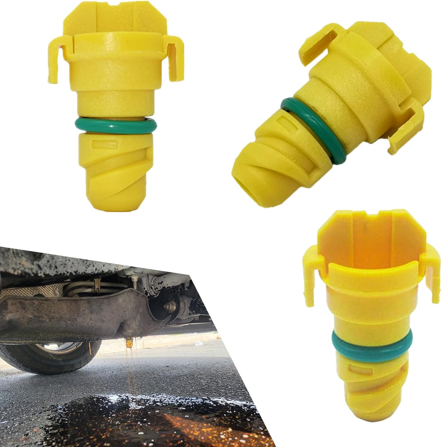 3 PCS Plastic Oil Drain Plug, Leak-proof Engine Oil Pan Drain Screw with Rubber Ring, Replace for OEM #KX6Z6730B, Compatible with Ford F150 Edge Navigator (Yellow)