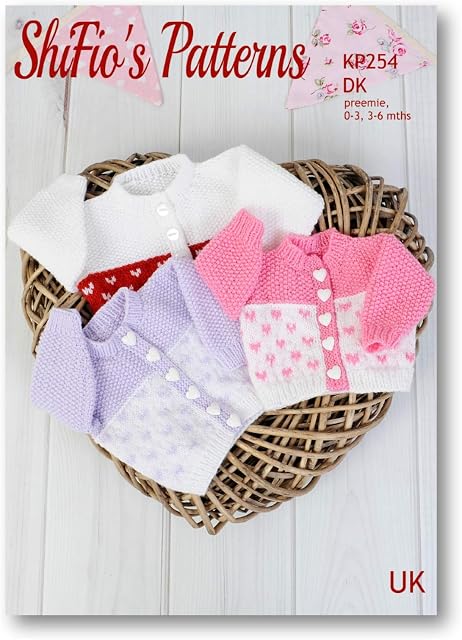 Knitting Pattern for Babies Round Neck Cardigan, Round Neck Cardi Pattern, Preemie -16", 0-3mths -18", 3-6mths - 20" Chest, Double Knitting for Baby, KP254