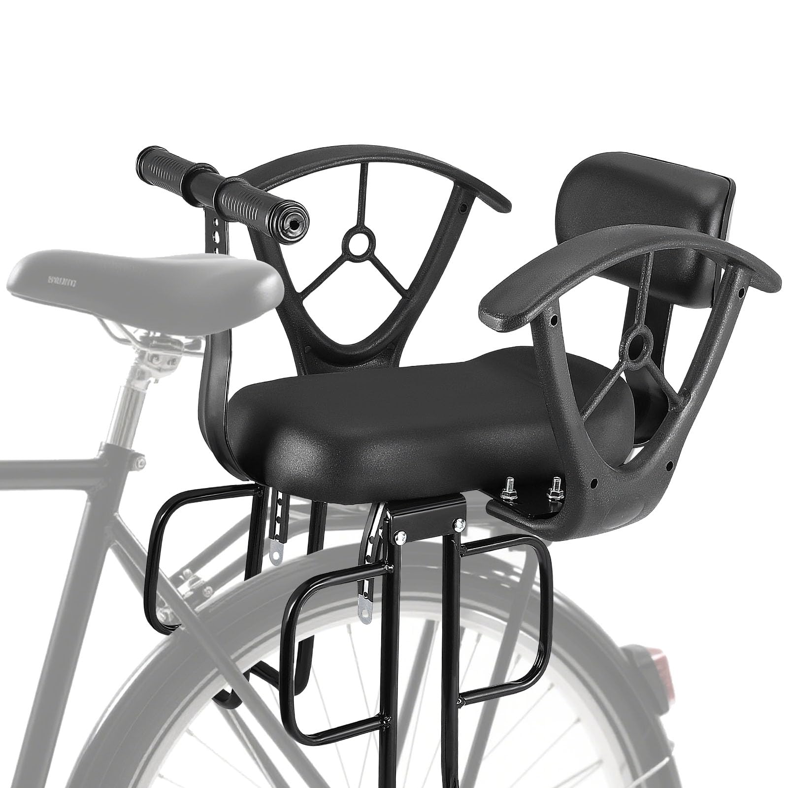 Kids Front Bike Seat, 60 LBS Capacity, Adjustable Armrest for 2-5 Years