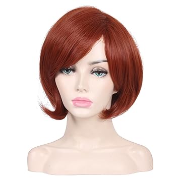 ColorGround Short Reddish Brown Prestyled Cosplay Wig for Women