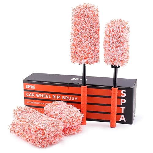 SPTA Car Wheel Brush Set, 2Pcs Microfibre Rim Brush with