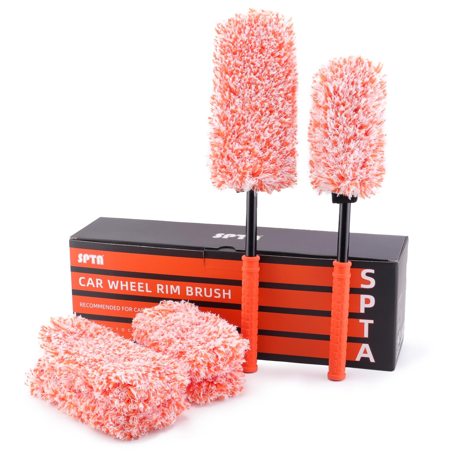 SPTA Microfibre Extra Thin, 2-Piece Microfibre 4-Piece Additional Microfibre Covers Ideal for High-Quality Rims - Microfibre Alloy Wheels, Car Rims Brush