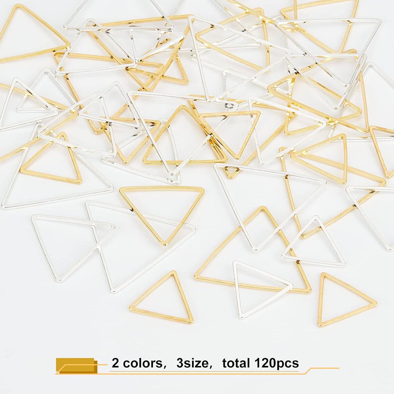 OLYCRAFT 120pcs Open Bezel Pendant Charm Hollow Frame Pendant Blanks Triangle Earring Charms Triangle Brass Rings Open Bezel for Earrings Making DIY Jewelry UV Resin Crafts - Image 5