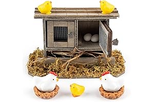 Framendino Mini Wooden Family Chicken Coop Ornament