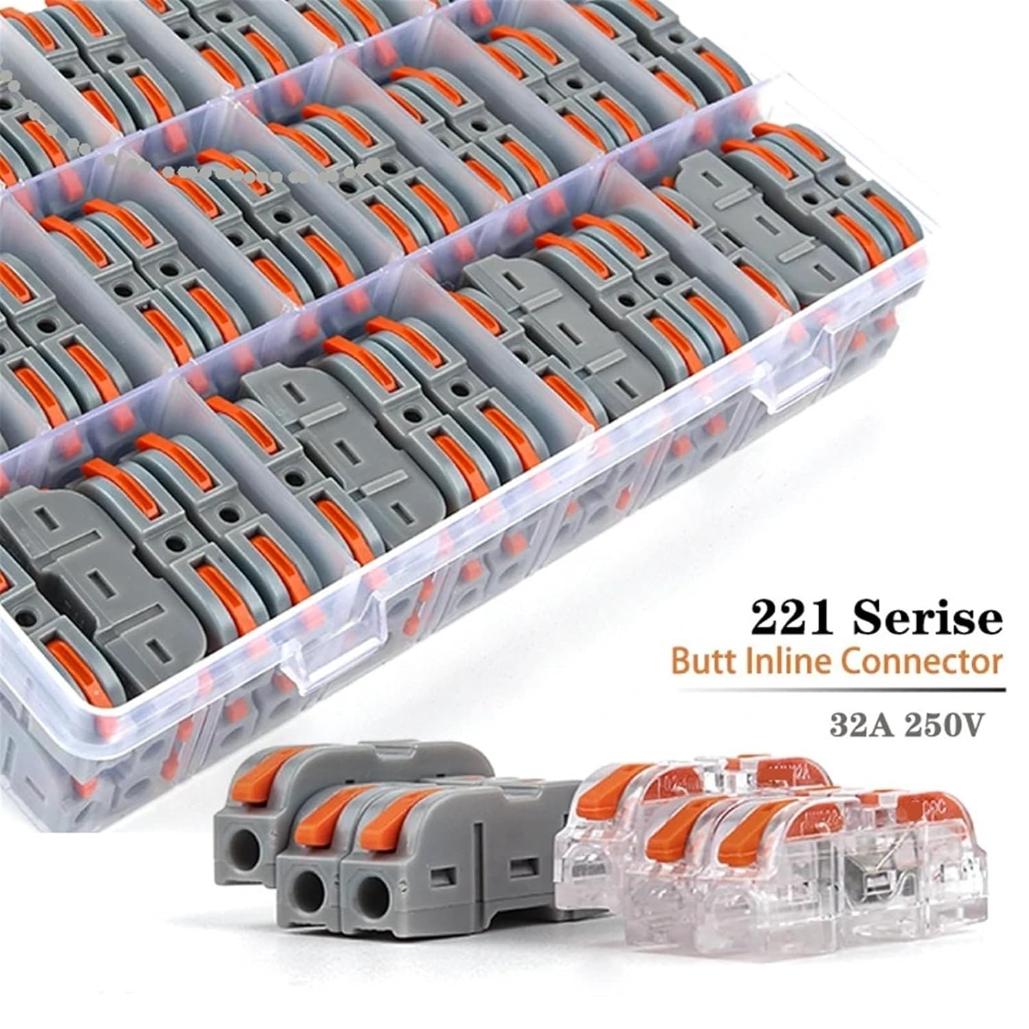 Splicing Inline Compact Conductor Docking Terminal Block Lever Quick Wire Connector Electrical Connectors Kit 28-12 AWG 221 25Pcs(Boxed 34PCS)