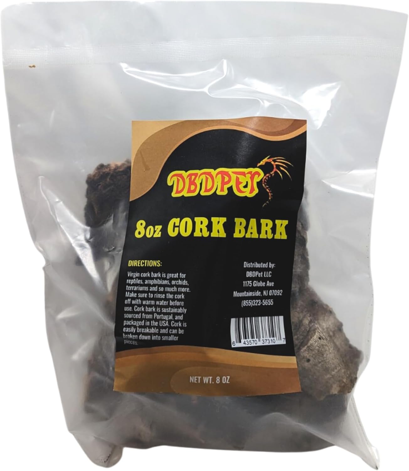 DBDPet Virgin Reptile Cork Bark- Assorted Pieces (Rounds, Half Rounds, and Flats by Weight) for Reptiles, Amphibians, Orchids, Frogs, Terrariums and More! (8oz of Assorted Pieces)