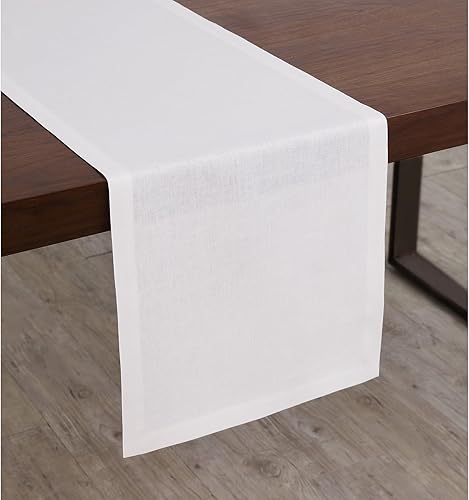 Miniatura 1 de Solino Home Camino de mesa de lino blanco de 90 pulgadas de largo, 100% lino puro de 14 x 90 pulgadas, camino de mesa de peso medio - Bufanda de