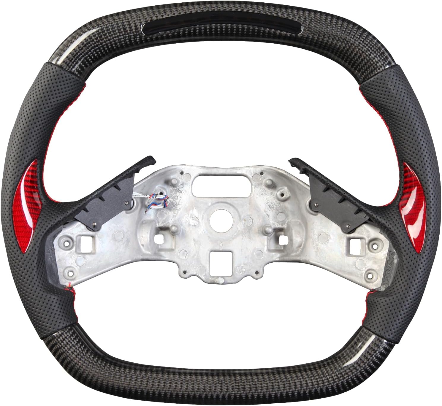 LED Smart Carbon Fiber Steering Wheel for 20-25 C8 Corvette Perforated Leather with 9 LED Shift Indicator Grip and Hand-Stitched D-shaped Flat-bottom Steering Wheel for 2020-2025 C8 Chevrolet Corvette