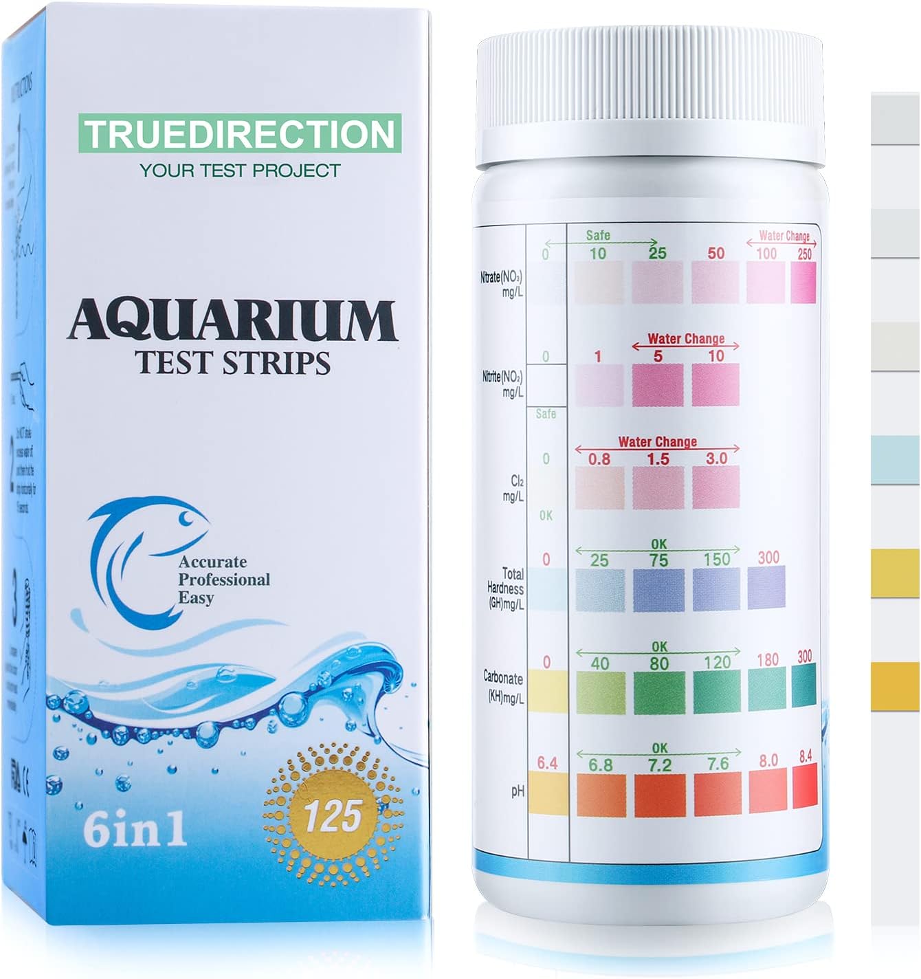 Aquarium Test Strips 6 in 1 Aquarium Test Kits for Test Nitrate Nitrite Chloride Hardness (GH ) Carbonate(KH) Fresh Water Salt Water and…