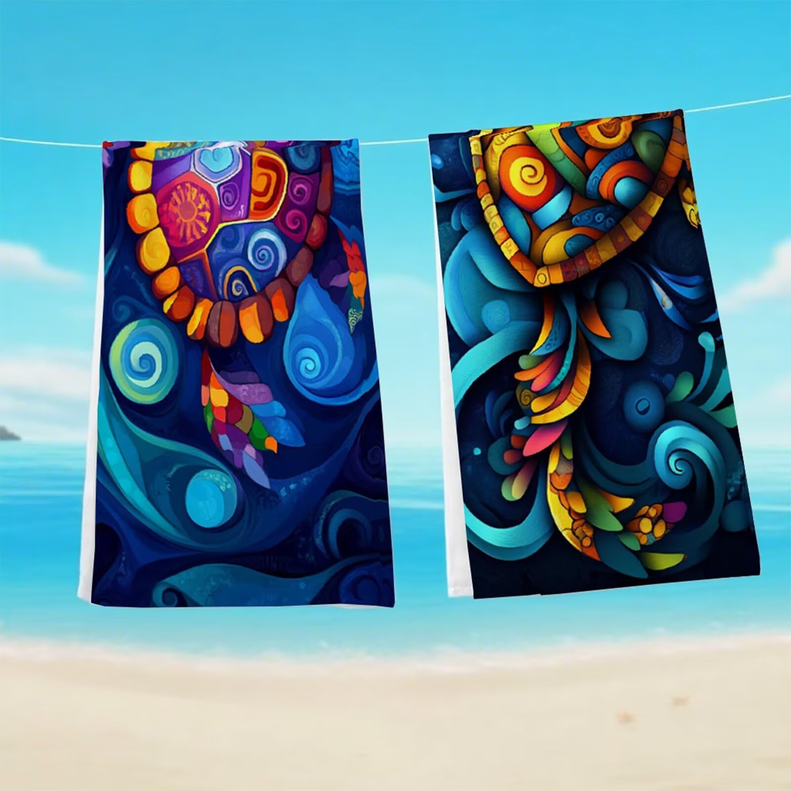 Telo Mare Microfibra 220x100 cm Telo Mare Grande, Asciugamano Palestra Assorbente Asciugatura Rapida, Asciugamano Mare Antisabbi Stuoia Spiaggia per Piscina, Viaggio 2 Set- Tartaruga Coloré G1-230