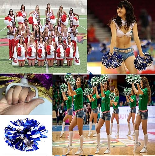 Miniatura 8 de Puzine Juego de 4 aros con pompones de 13pulgadas, lámina de aluminio, metálicos, aro de plástico, 3.53onzas